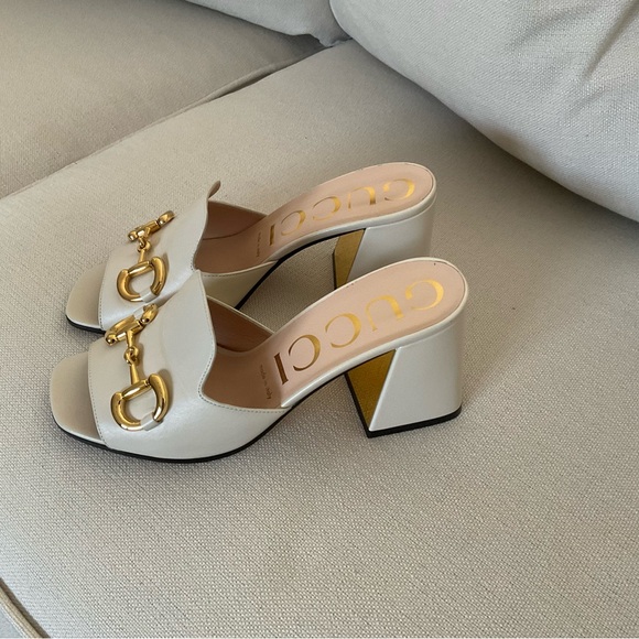 GUCCI HORSEBIT SLIDE SANDALS IN IVORY LEATHER SIZE 38 ITALIAN . - Picture 13 of 14